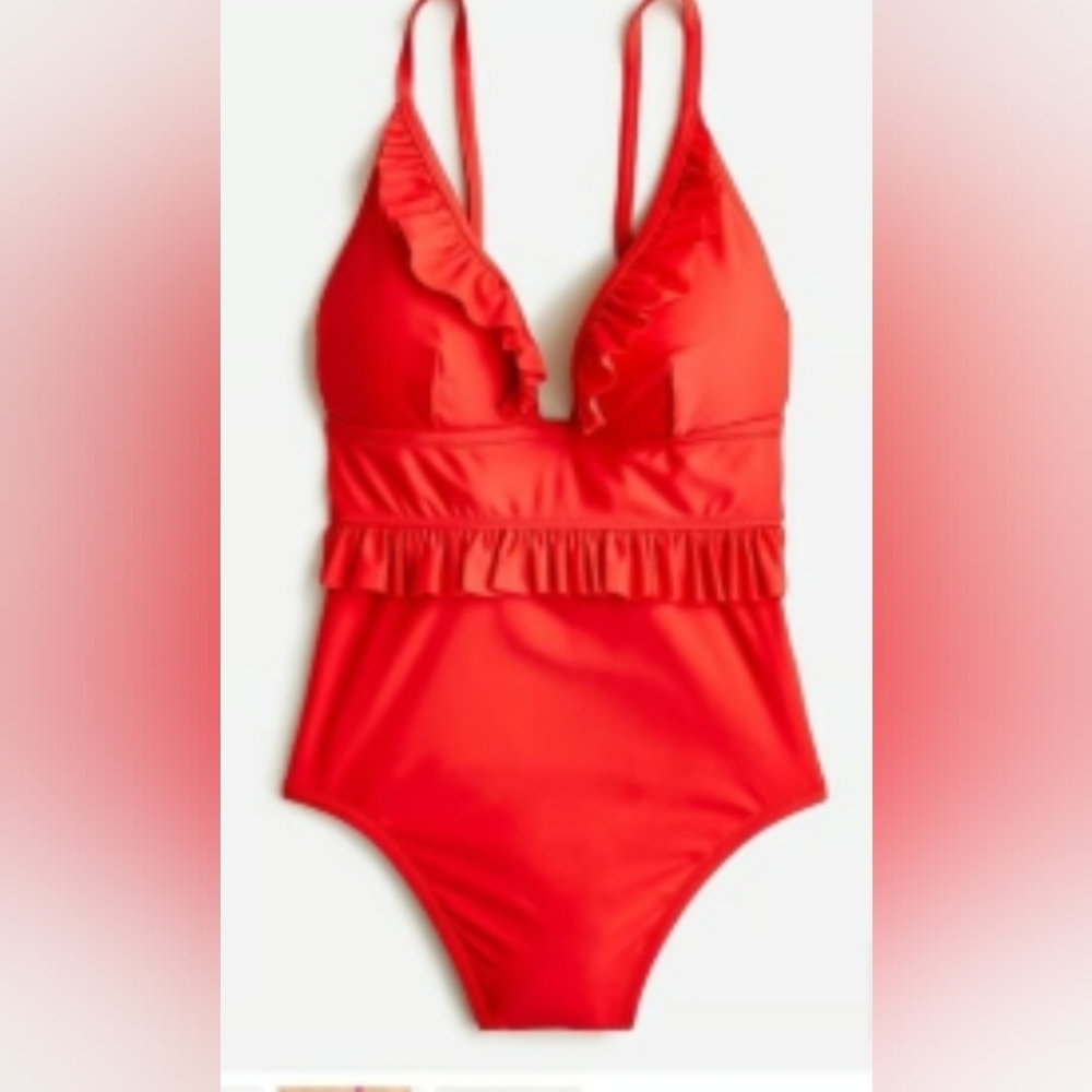 J Crew ruffle orange size 8 swim suit